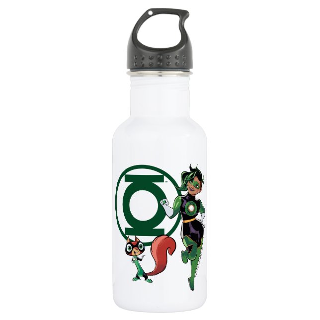 Chip & Green Lantern Stainless Steel Water Bottle (Front)