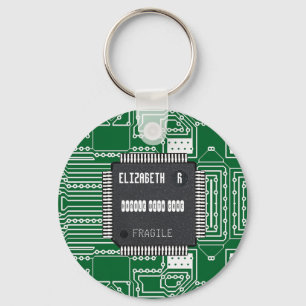 Chip On Printed Circuit Board With Your Name Keychain