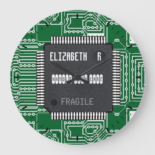 Chip On Printed Circuit Board With Your Name Large Clock