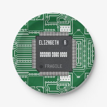 Chip On Printed Circuit Board With Your Name Paper Plates by HumusInPita at Zazzle
