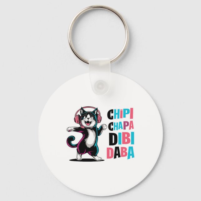Chipi Chapa Dibi Daba Cat Dancing Cartoon  Keychain (Front)