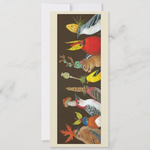 Chipmunk and birds party flat card