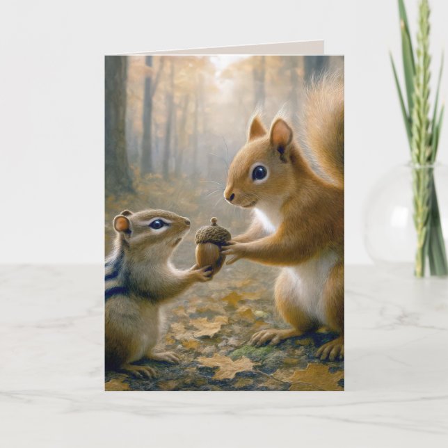 Chipmunk and Squirrel Thank You Card (Front)