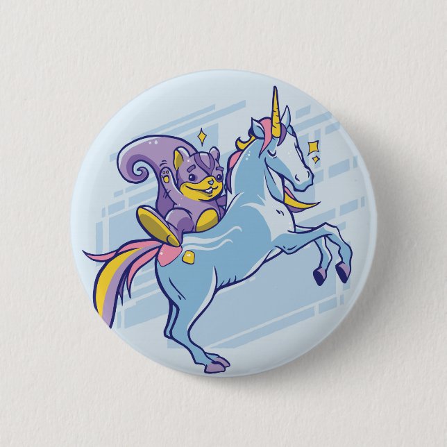 Chipmunk and Unicorn, Magical Friends Button (Front)