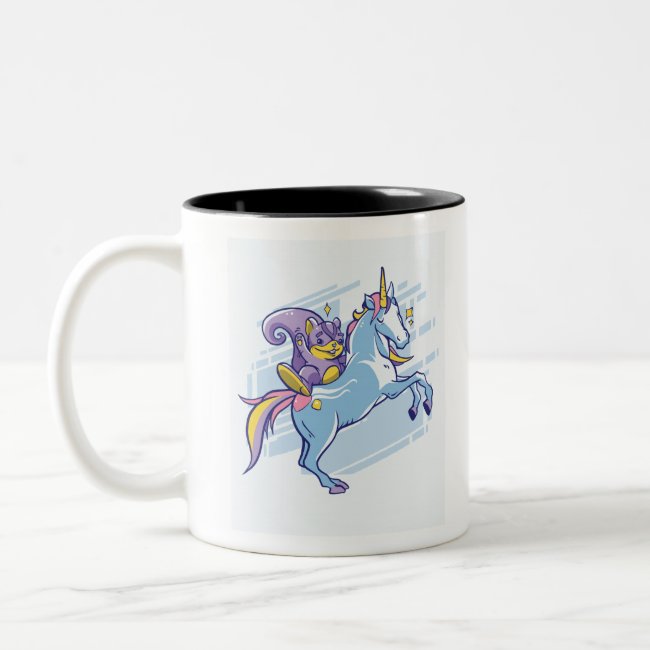 Chipmunk and Unicorn Magical Friends Two-Tone Coffee Mug