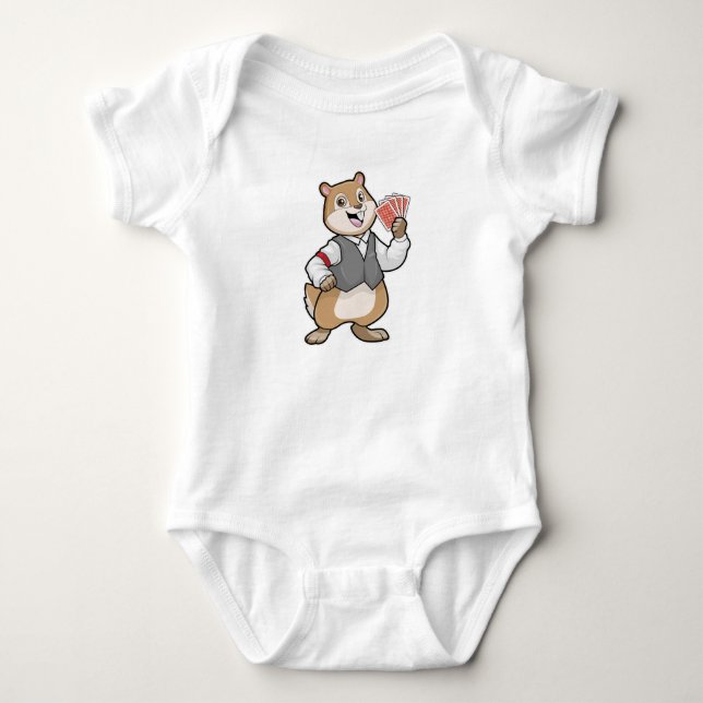 Chipmunk at Poker with Poker cards Baby Bodysuit (Front)