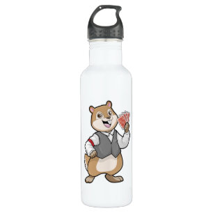 Chipmunk at Poker with Poker cards Stainless Steel Water Bottle