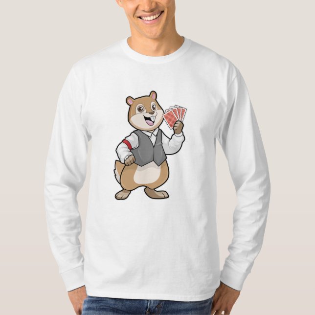Chipmunk at Poker with Poker cards T-Shirt (Front)