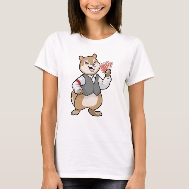 Chipmunk at Poker with Poker cards T-Shirt (Front)