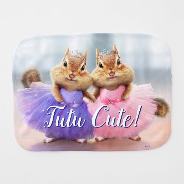Chipmunk Ballerina Duo Baby Burp Cloth (Front Horizontal)