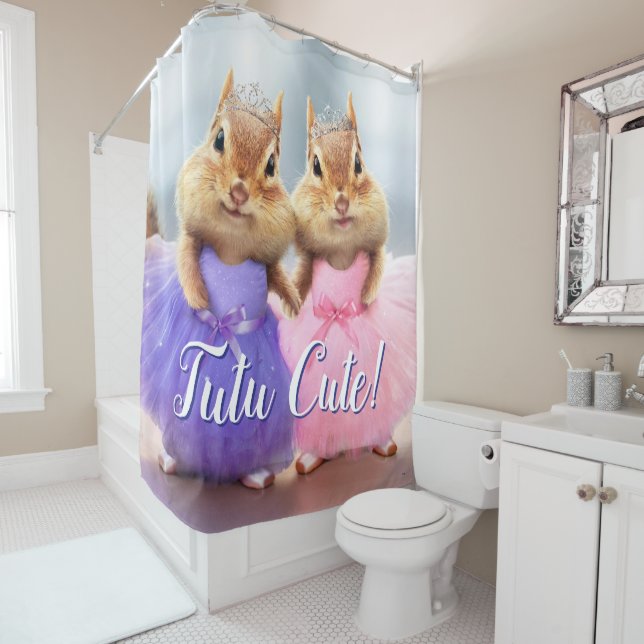 Chipmunk Ballerina Duo Shower Curtain (In Situ)