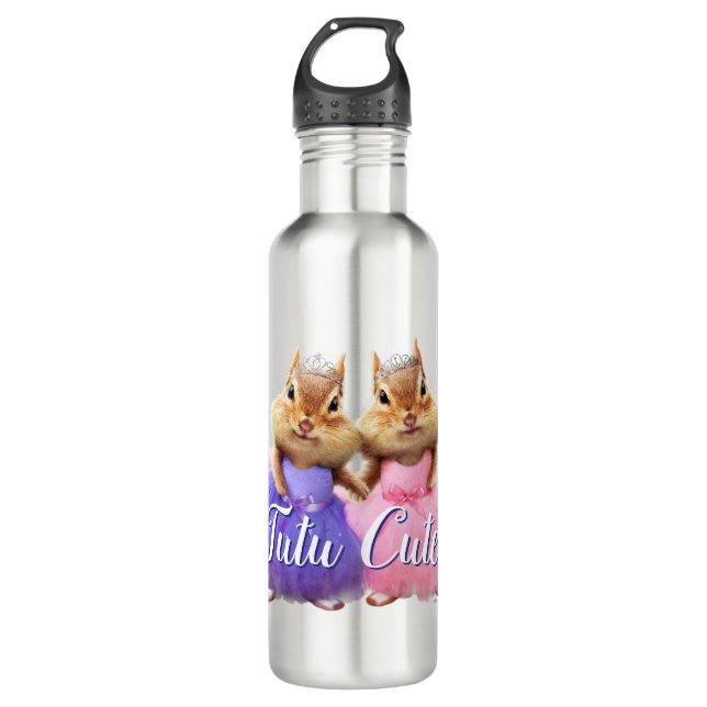 Chipmunk Ballerina Duo Stainless Steel Water Bottle (Front)