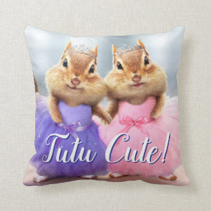 Chipmunk Ballerina Duo Throw Pillow