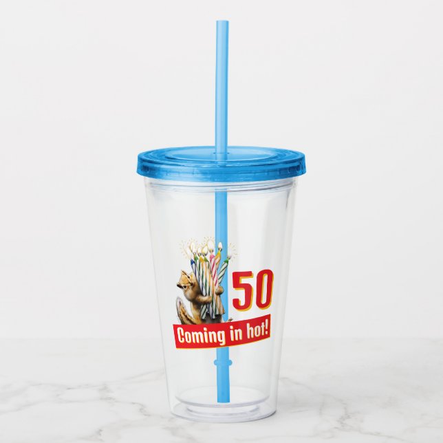 Chipmunk Birthday Candles Acrylic Tumbler (Front)
