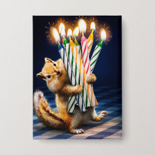 Chipmunk Birthday Candles Button