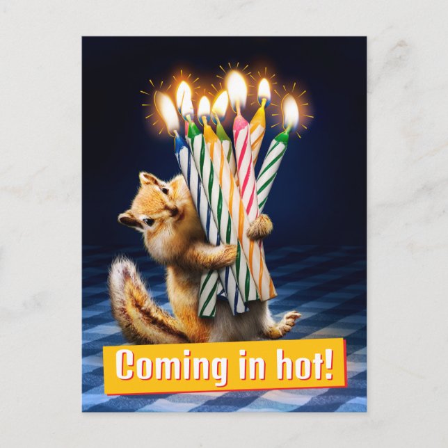 Chipmunk Birthday Candles Invitation Postcard (Front)