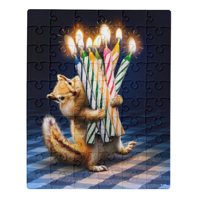 Chipmunk Birthday Candles Jigsaw Puzzle (Puzzle Vertical)