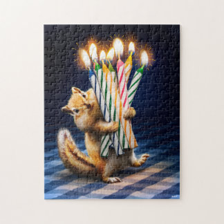 Chipmunk Birthday Candles Jigsaw Puzzle