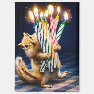 Chipmunk Birthday Candles Magnet