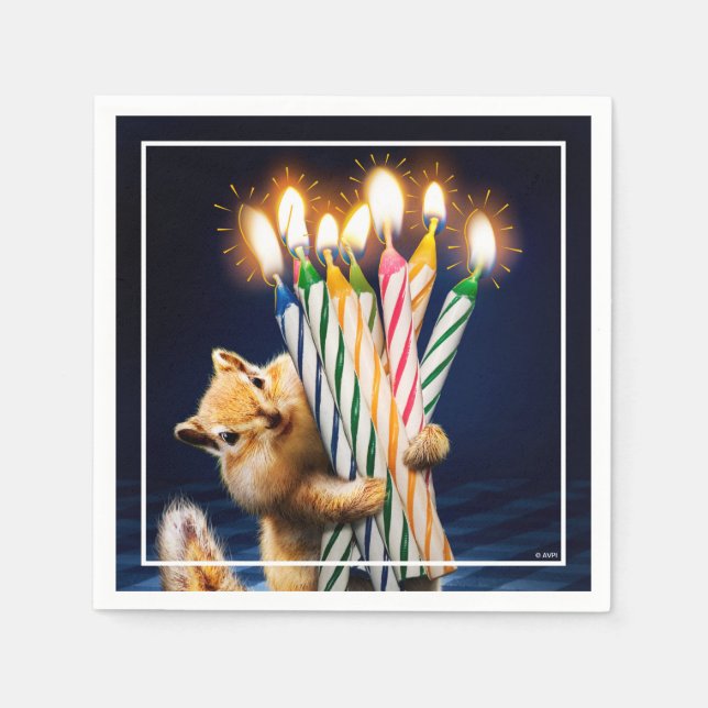 Chipmunk Birthday Candles Napkins (Front)