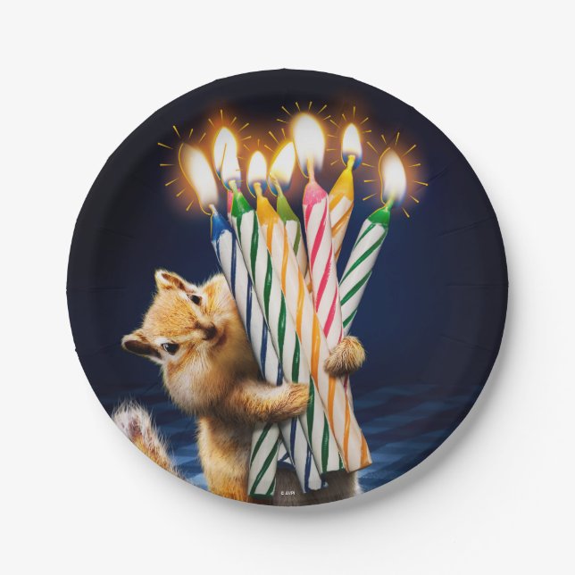 Chipmunk Birthday Candles Paper Plates (Front)