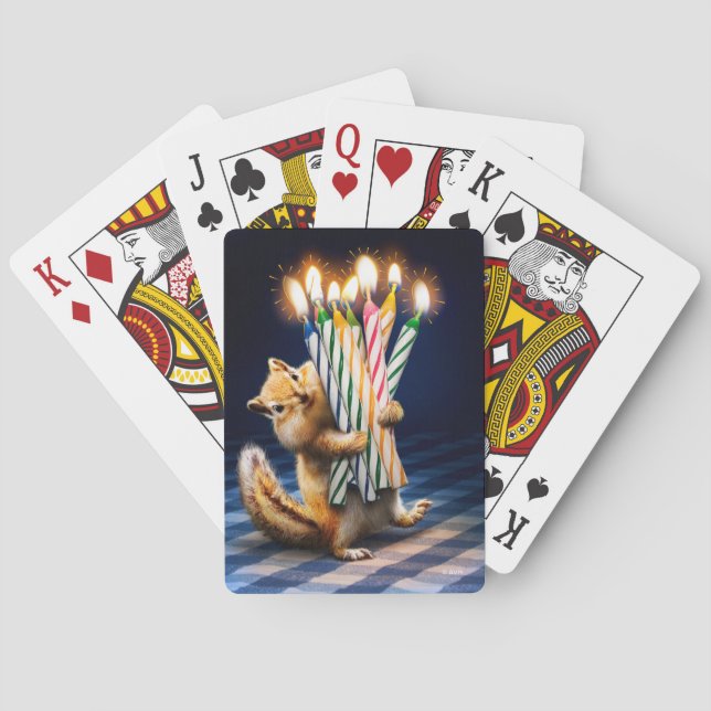 Chipmunk Birthday Candles Poker Cards (Back)