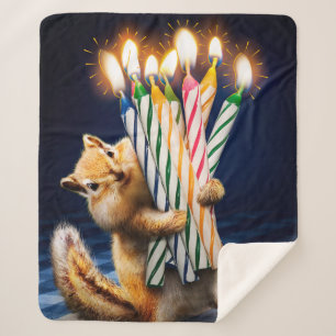 Chipmunk Birthday Candles Sherpa Blanket