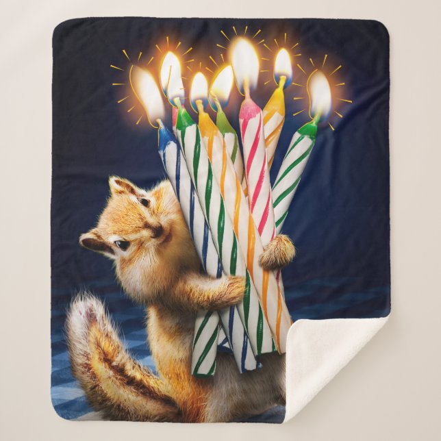 Chipmunk Birthday Candles Sherpa Blanket (Front)