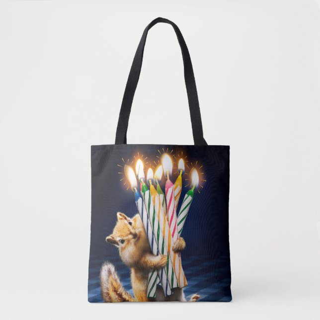 Chipmunk Birthday Candles Tote Bag (Front)