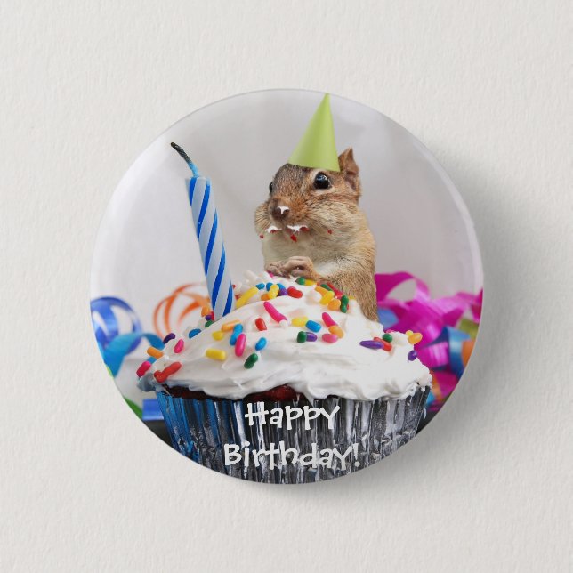 chipmunk birthday celebration button (Front)