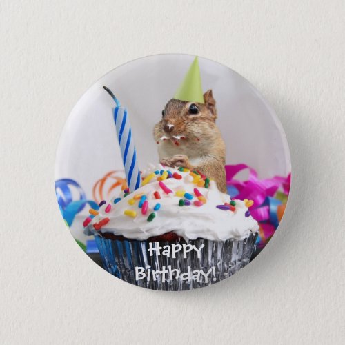 chipmunk birthday celebration button