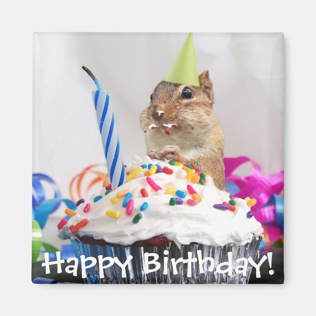 chipmunk birthday celebration magnet (Front)