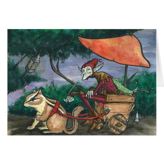 "Chipmunk Cart" Faerie Card (Front Horizontal)