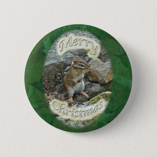 Chipmunk  Christmas Items Pinback Button (Front)