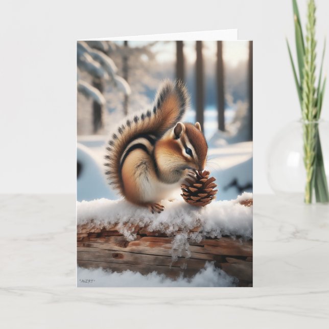 CHIPMUNK CHRISTMAS - WINTER WONDERLAND HOLIDAY CARD (Front)