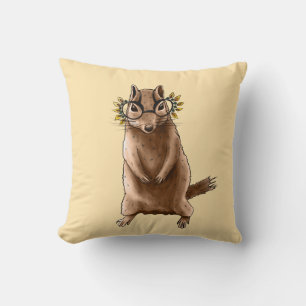 Chipmunk Cute Rodent Animal Hippie Throw Pillow