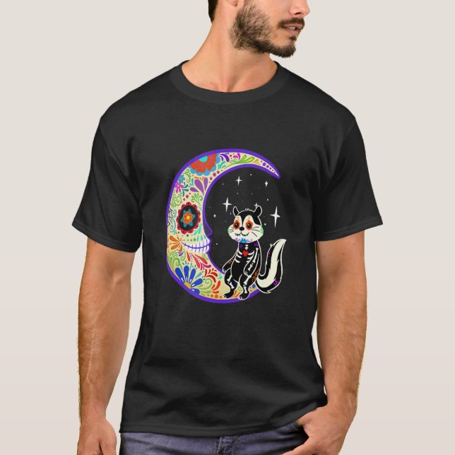 Chipmunk Dia De Los Muertos Skeleton T-Shirt (Front)
