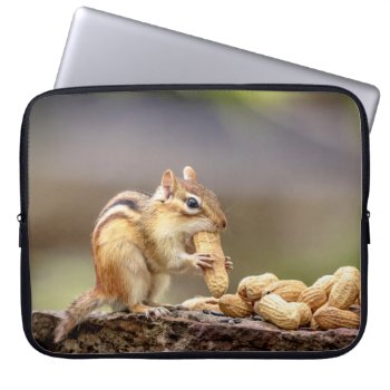 Chipmunk Eating A Peanut Laptop Sleeve by debscreative at Zazzle