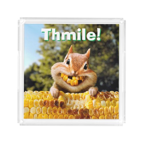 Chipmunk Eating Corn Acrylic Tray