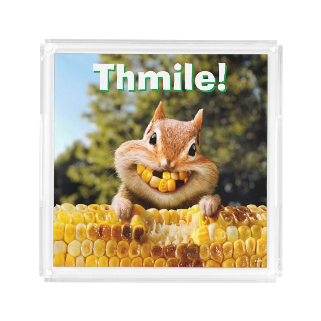 Chipmunk Eating Corn Acrylic Tray (Front)