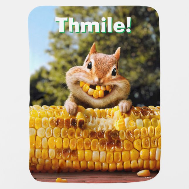 Chipmunk Eating Corn Baby Blanket (Front)