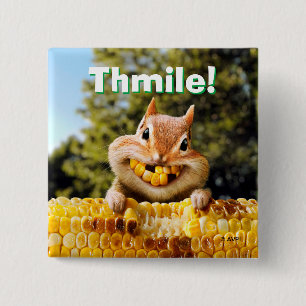 Chipmunk Eating Corn Button