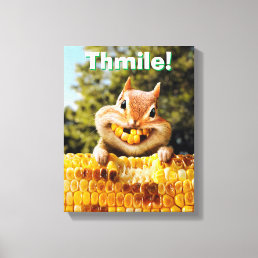 Chipmunk Eating Corn Canvas Print