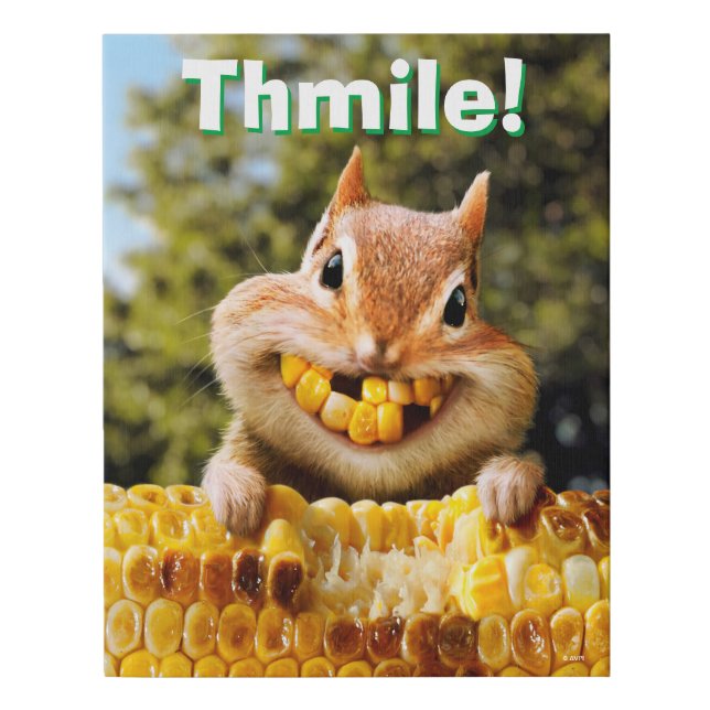 Chipmunk Eating Corn Faux Canvas Print (Front)