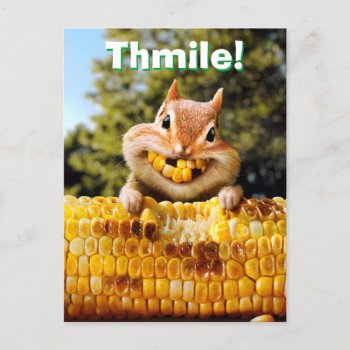 Chipmunk Eating Corn Invitation Postcard by AvantiPress at Zazzle