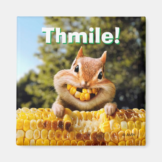 Chipmunk Eating Corn Magnet (Front)