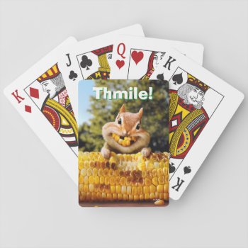 Chipmunk Eating Corn Playing Cards by AvantiPress at Zazzle