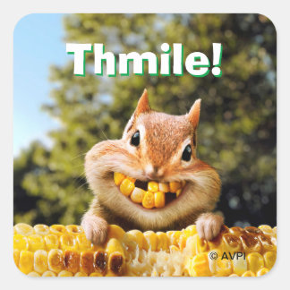Chipmunk Eating Corn Square Sticker