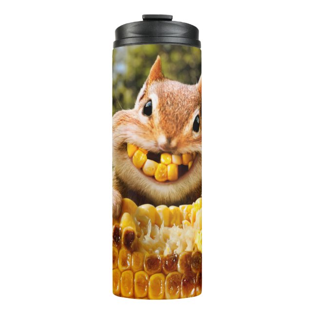 Chipmunk Eating Corn Thermal Tumbler (Front)