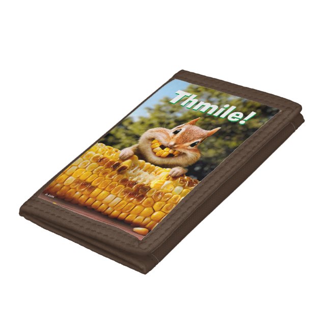 Chipmunk Eating Corn Trifold Wallet (Bottom)